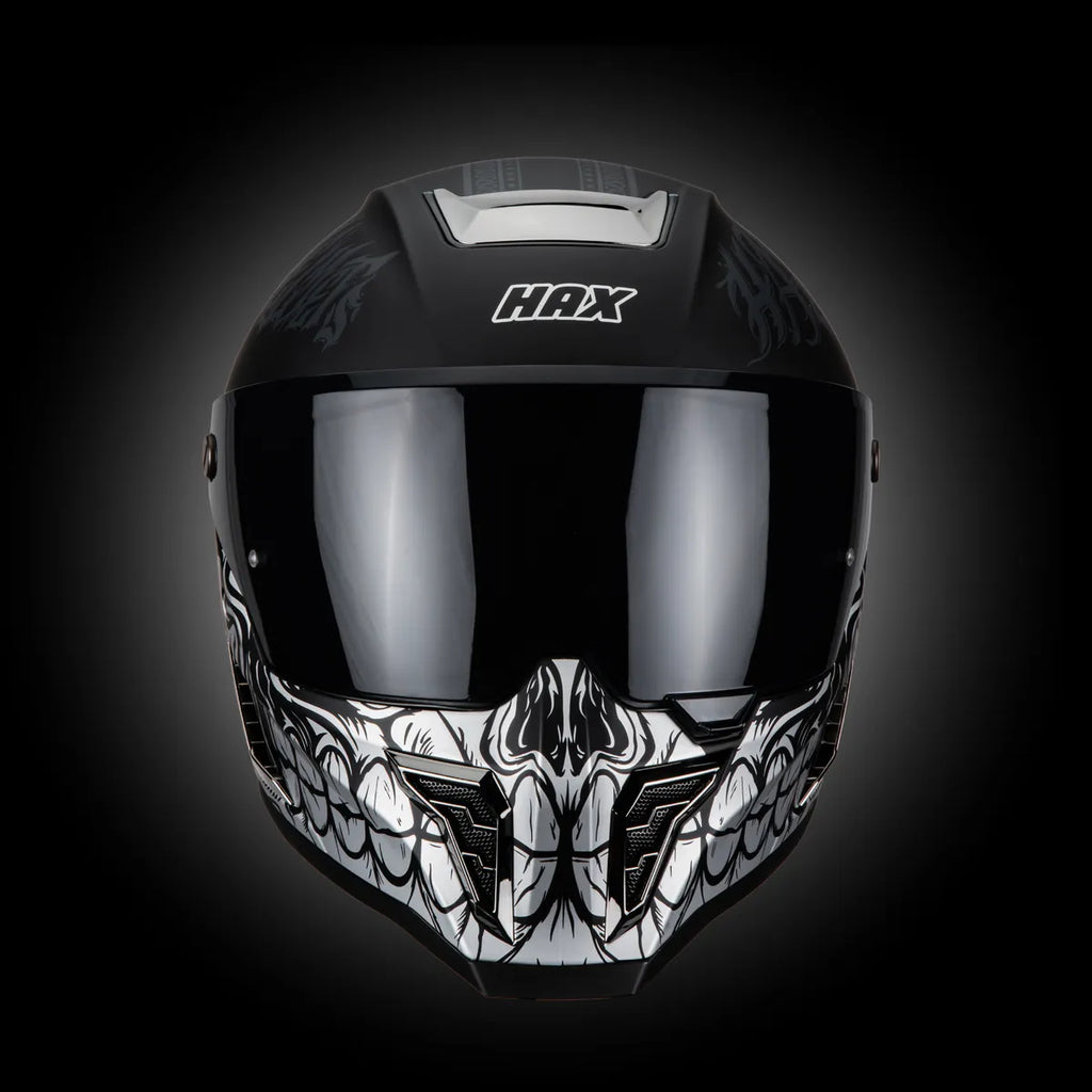CASCO INTEGRAL HAX BLACK PEARL BANDIT NEGRO BLANCO MATE