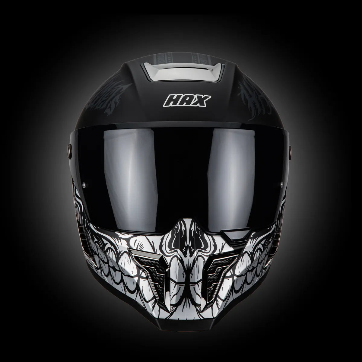 CASCO INTEGRAL HAX BLACK PEARL BANDIT NEGRO BLANCO MATE
