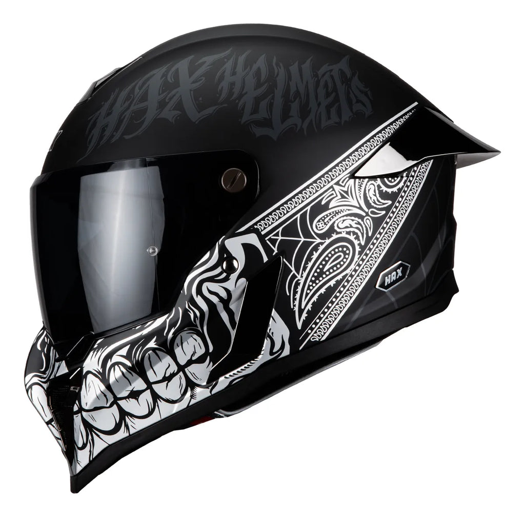 CASCO INTEGRAL HAX BLACK PEARL BANDIT NEGRO BLANCO MATE