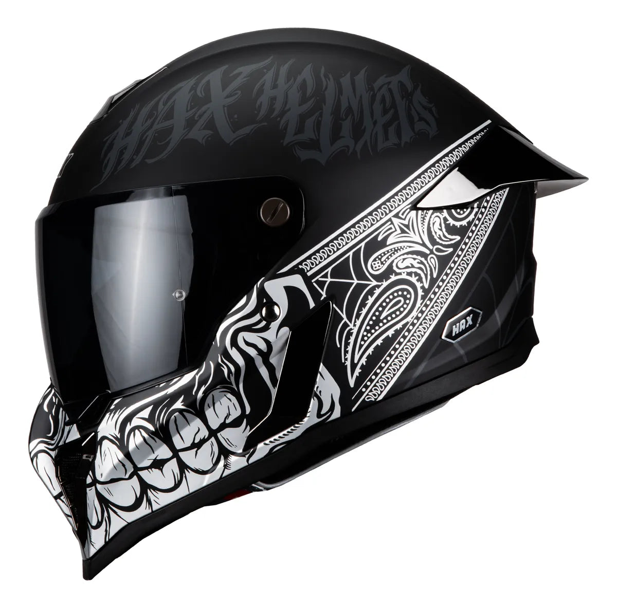 CASCO INTEGRAL HAX BLACK PEARL BANDIT NEGRO BLANCO MATE