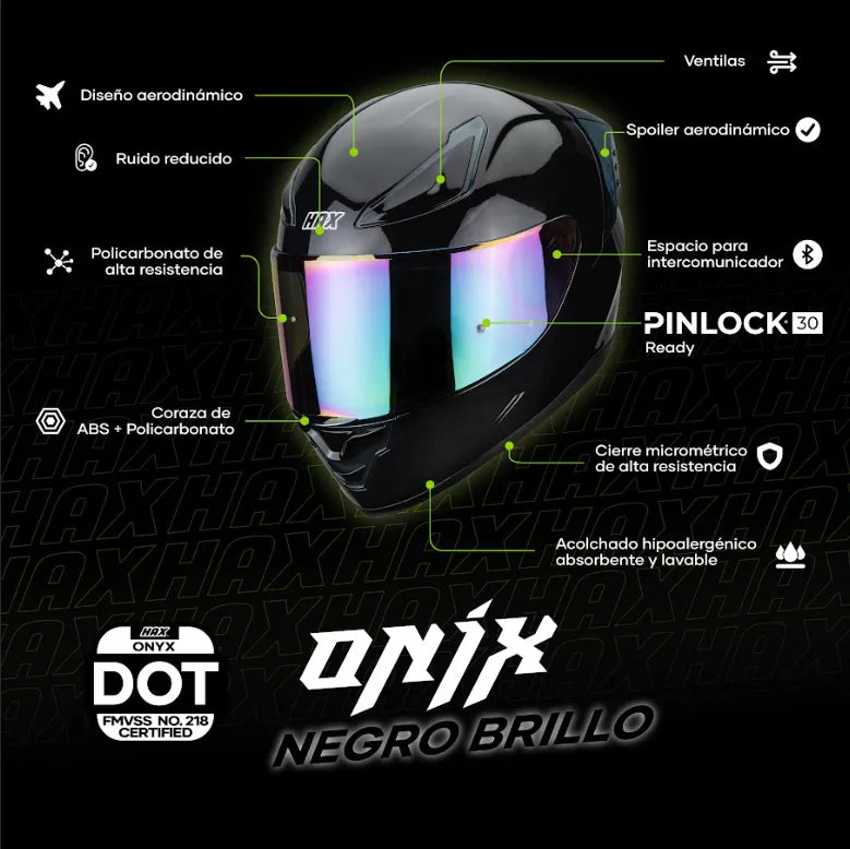 CASCO INTEGRAL HAX ONIX SOLID AURORA BRILLOSO