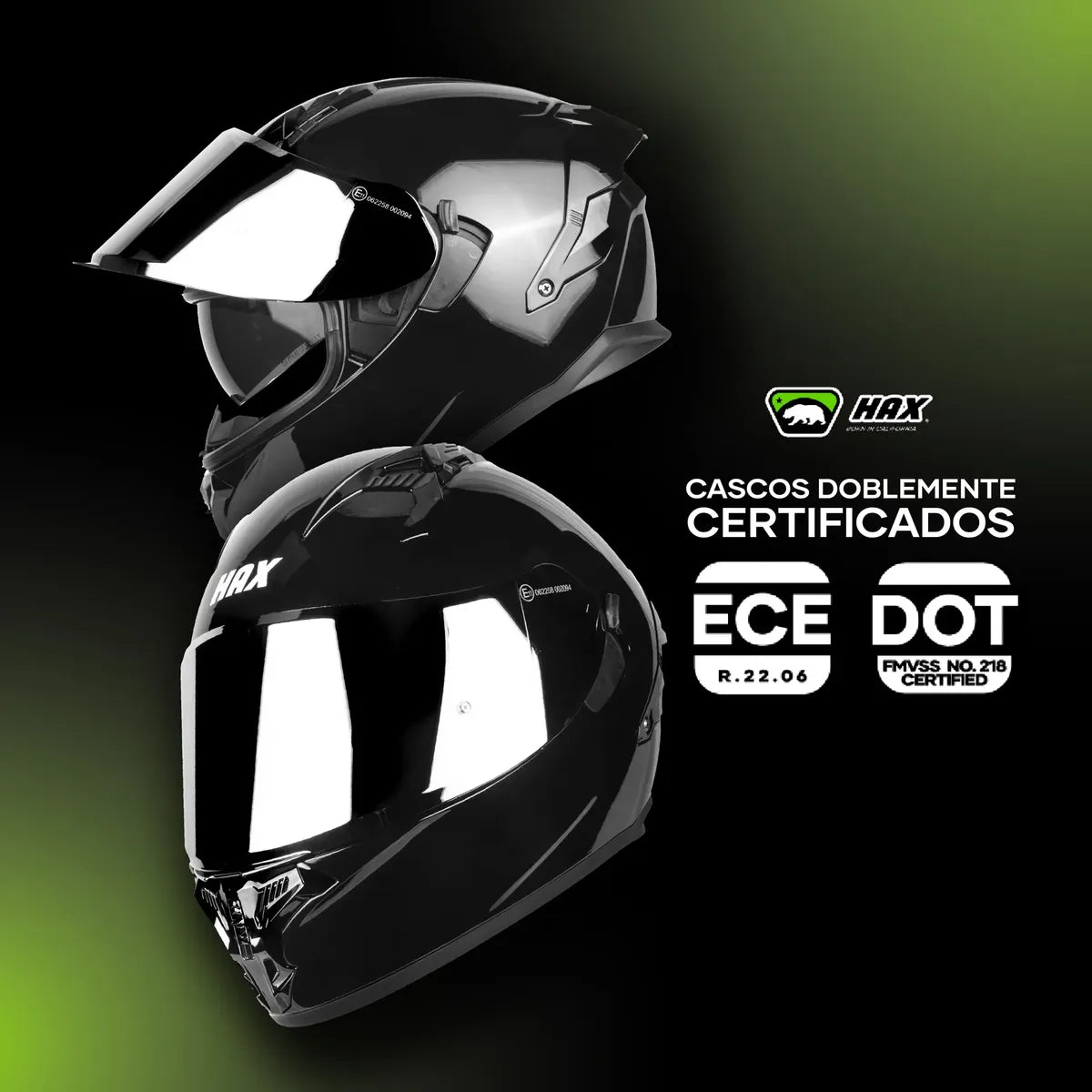 CASCO INTEGRAL HAX OBSIDIAN PRO NEGRO SOLID BRILLOSO