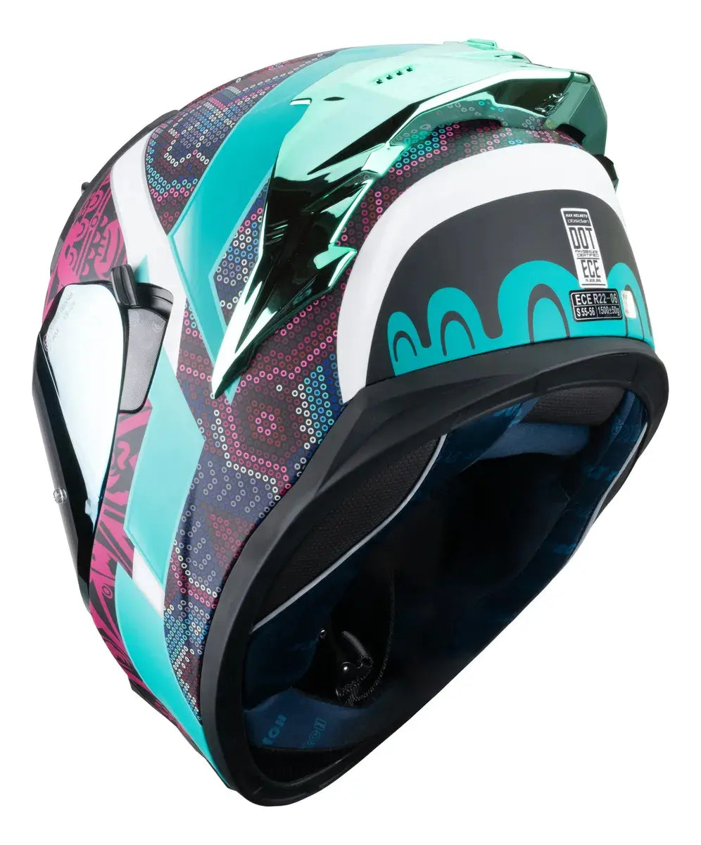 CASCO INTEGRAL HAX OBSIDIAN HUICHOL AQUA MATE