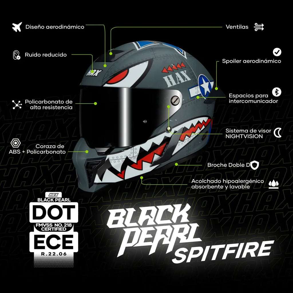 CASCO INTEGRAL HAX BLACK PEARL Spitfire GRIS MATE