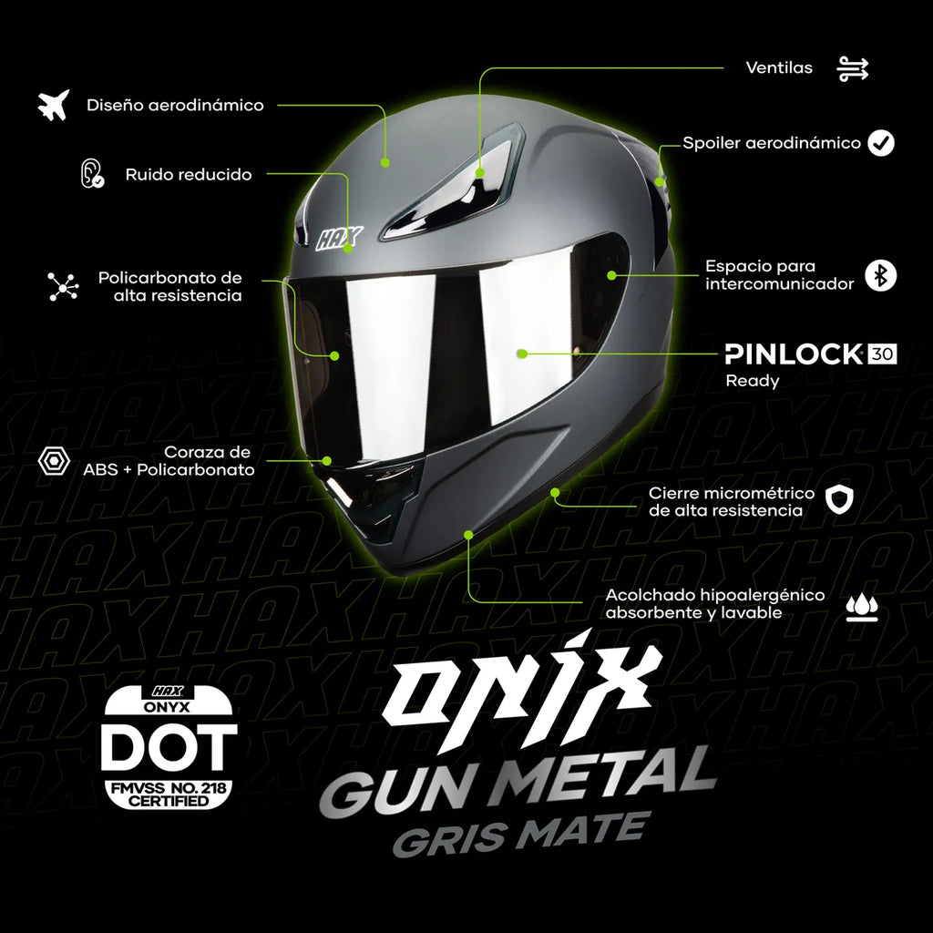 CASCO INTEGRAL HAX ONIX SOLID GRIS MATE