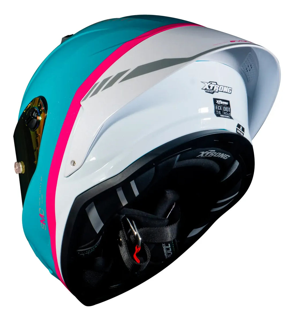 CASCO XTRONG INTEGRAL XTR352 R1 GLOW AZUL BLANCO BRILLOSO