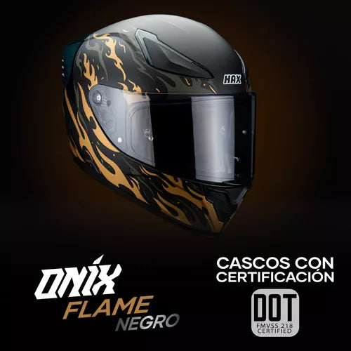 CASCO INTEGRAL HAX ONIX NEGRO DORADO MATE