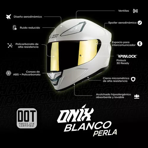CASCO INTEGRAL HAX ONIX BLANCO SOLID BRILLOSO