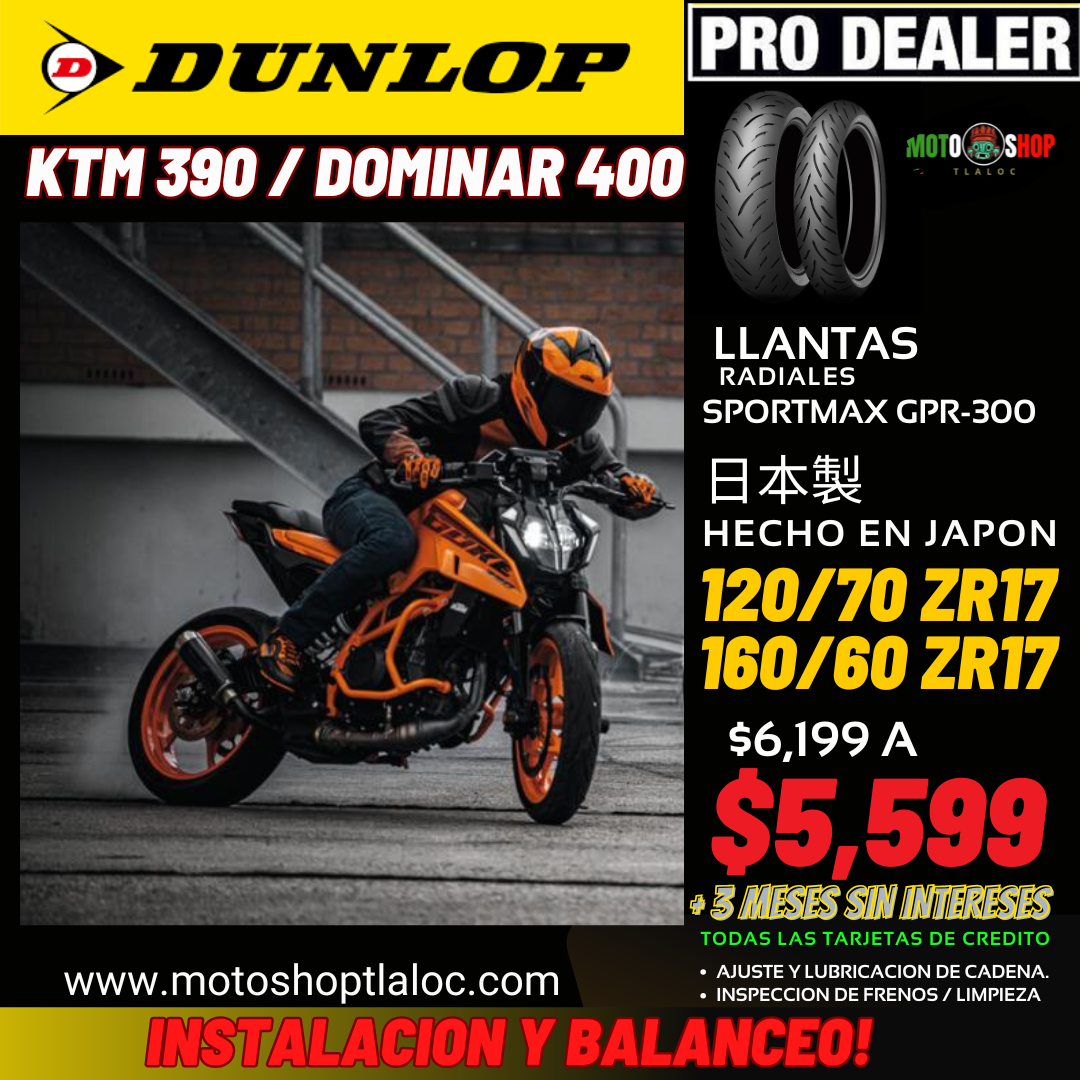 DUNLOP SPORTMAX GPR- 300 160/60 ZR17 Y 120/70 ZR17