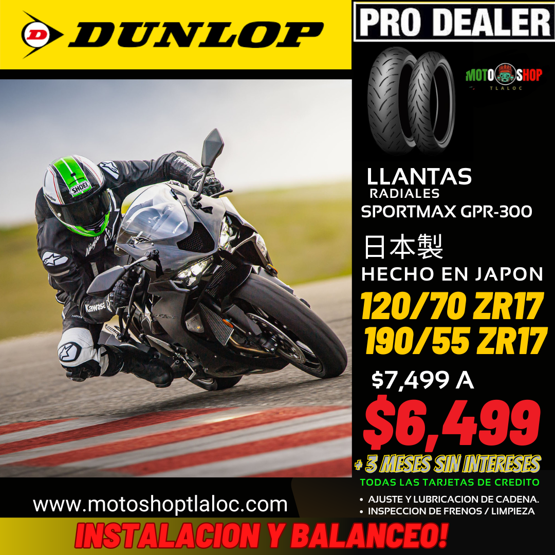 DUNLOP SPORTMAX GPR- 300 190/55 ZR17 (73W) Y 120/70 ZR17 (58W) $ 6,199.00