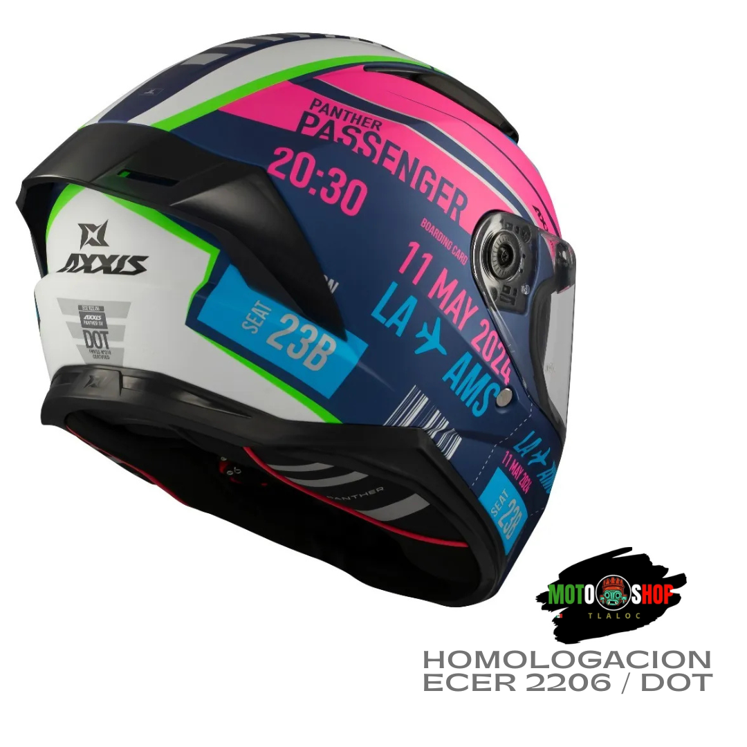 CASCO INTEGRAL AXXIS PANTHER PASSENGER C8 ROSA BRILLOS