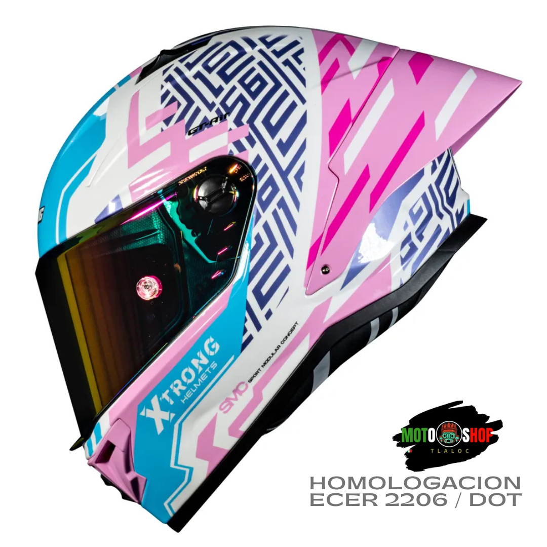 CASCO XTRONG XTR352 R1 STRIKER ROSADO BRILLOSO