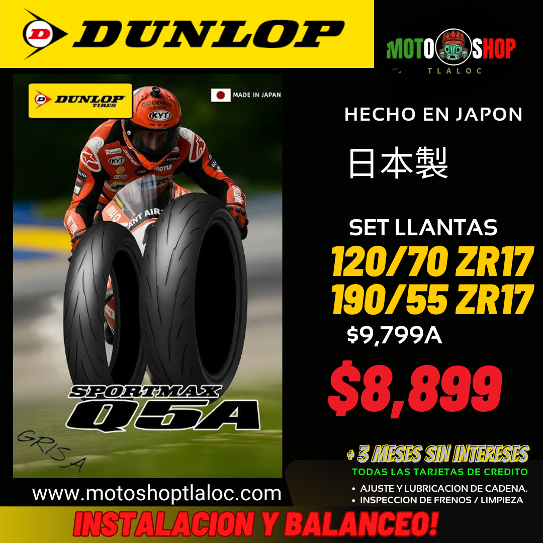 DUNLOP SPORTMAX Q5A 190/55 ZR17 Y 120/70 ZR17