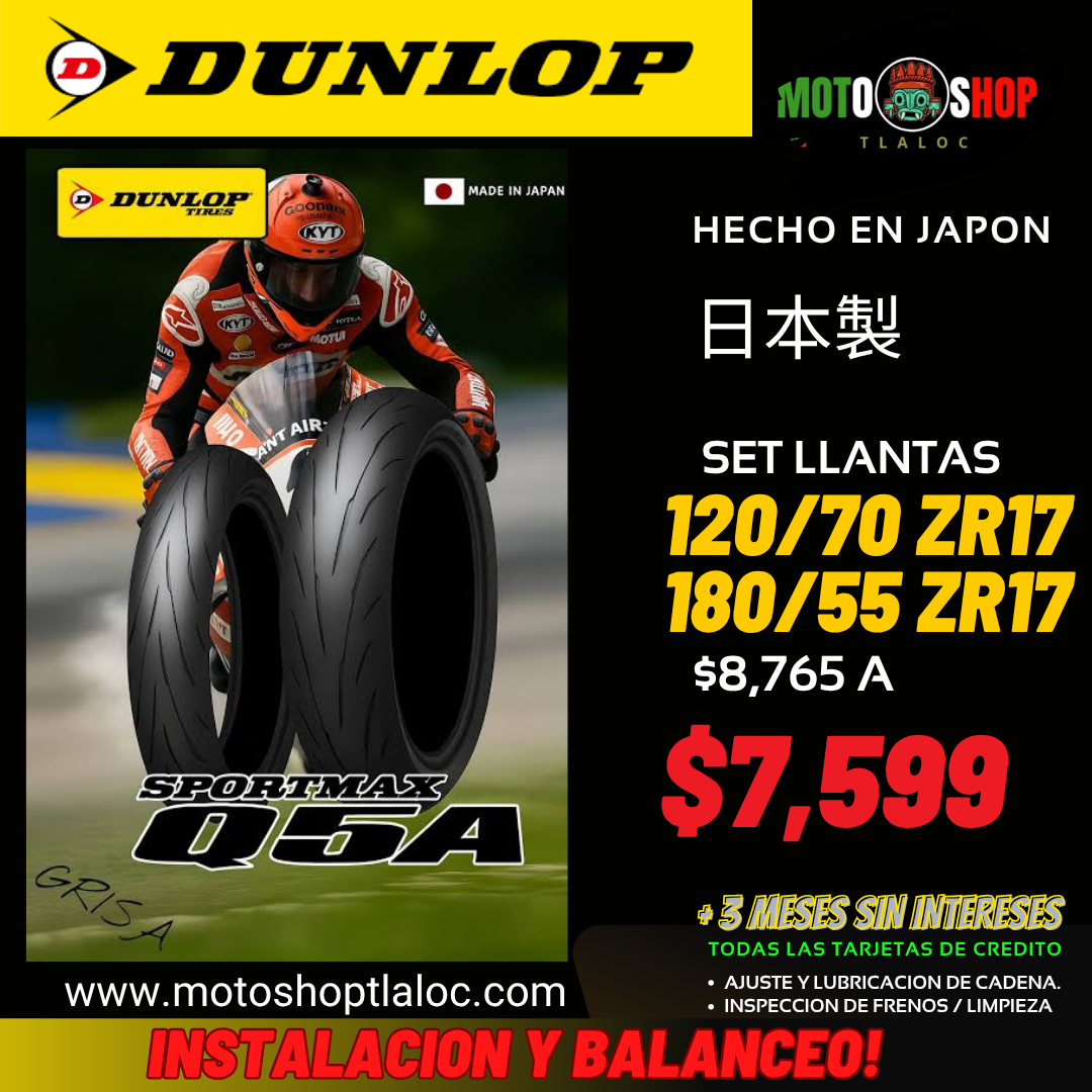 DUNLOP SPORTMAX Q5A 180/55 ZR17 Y 120/70 ZR17