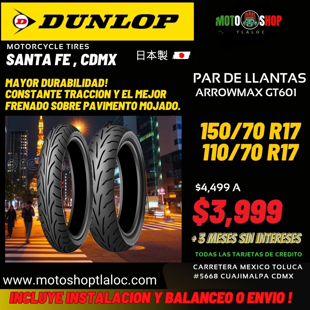 LLANTAS DUNLOP ARROWMAX GT601 150/70 R17 Y 110/70 R177
