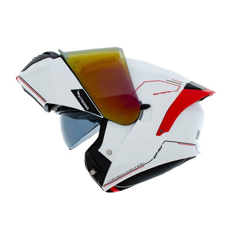 CASCO ABATIBLE XTRONG XTR-128 PHANTOM FLOWING BLANCO ROJO BRILLOSO