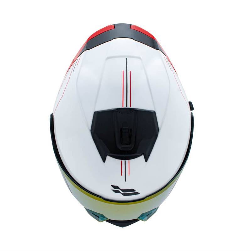 CASCO ABATIBLE XTRONG XTR-128 PHANTOM FLOWING BLANCO ROJO BRILLOSO
