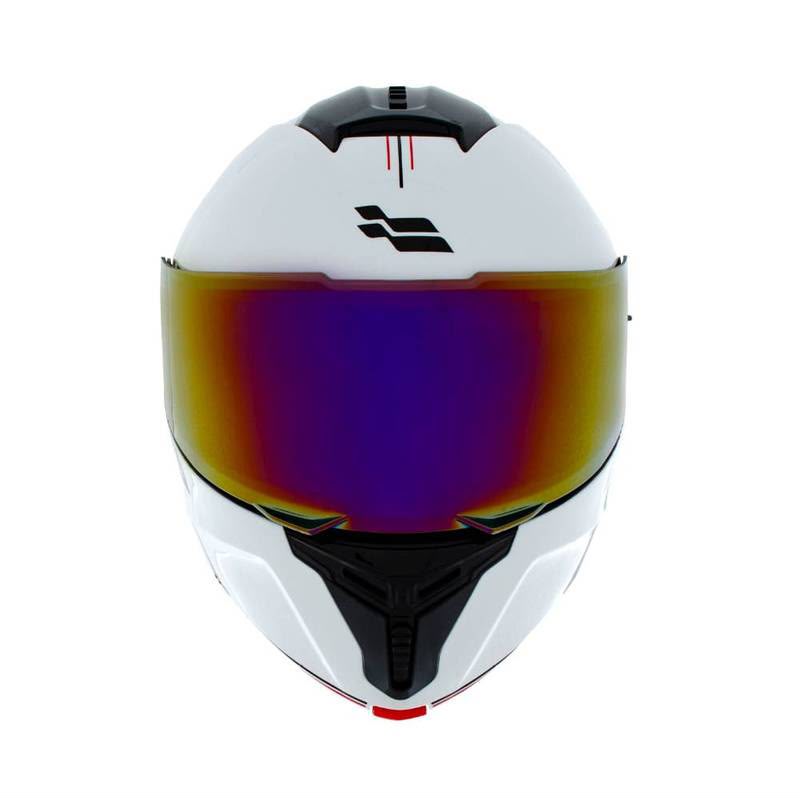 CASCO ABATIBLE XTRONG XTR-128 PHANTOM FLOWING BLANCO ROJO BRILLOSO
