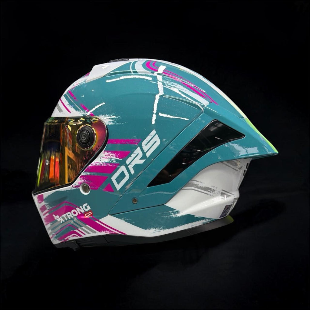 CASCO INTEGRAL XTRONG XTR-DRS DOWN TURQUESA BRILLOSO