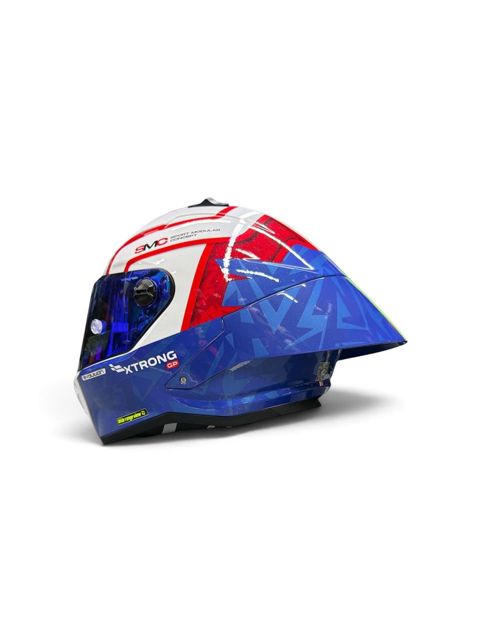 CASCO XTRONG INTEGRAL XTR352 LUSAIL BLANCO AZUL BRILLOSO