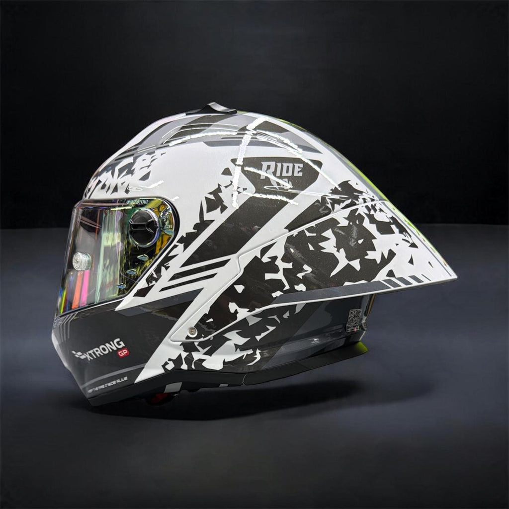 CASCO XTRONG INTEGRAL XTR352 R1 FRAGMENT GRIS BLANCO BRILLOSO