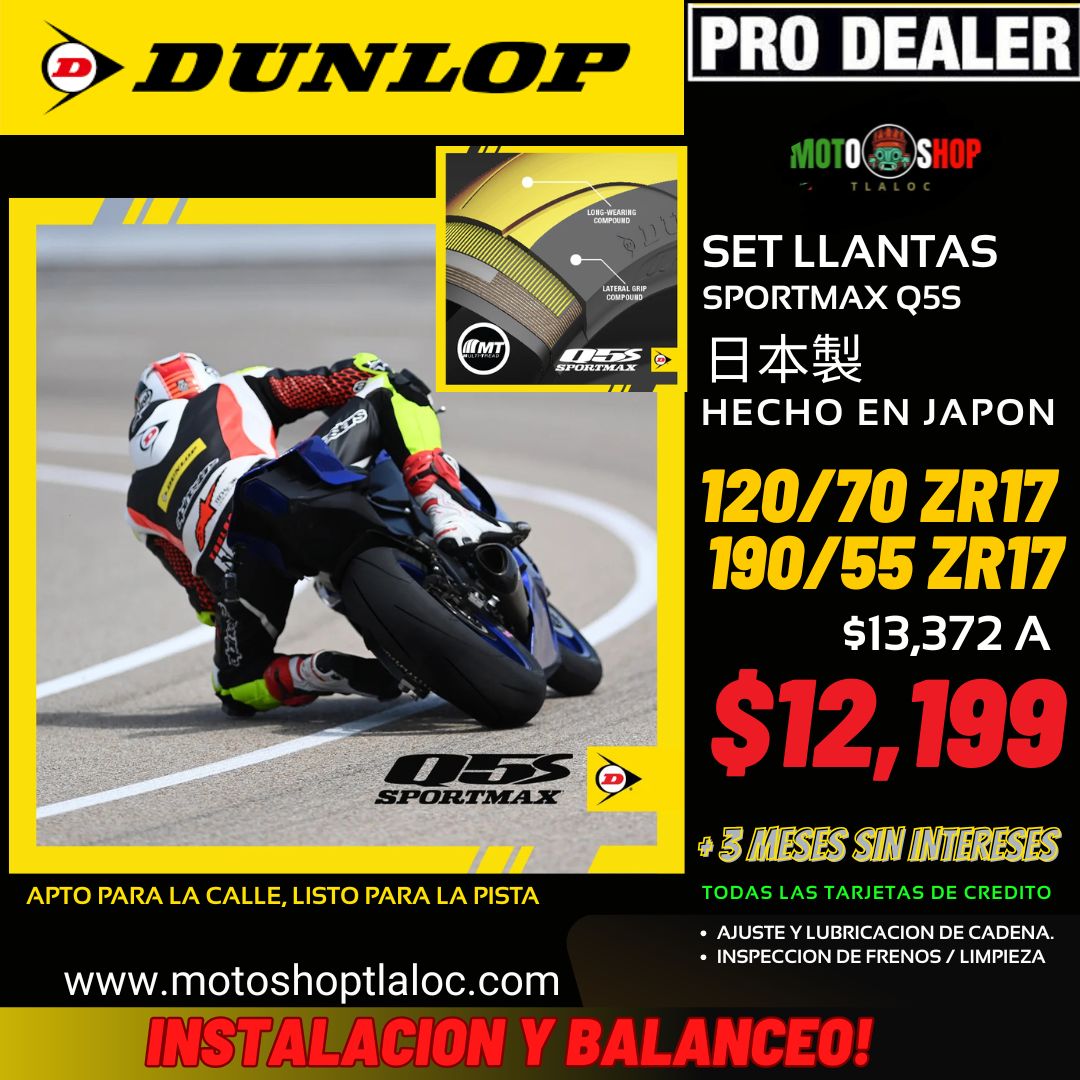 DUNLOP SPORTMAX Q5AS 190/55 ZR17 Y 120/70 ZR17