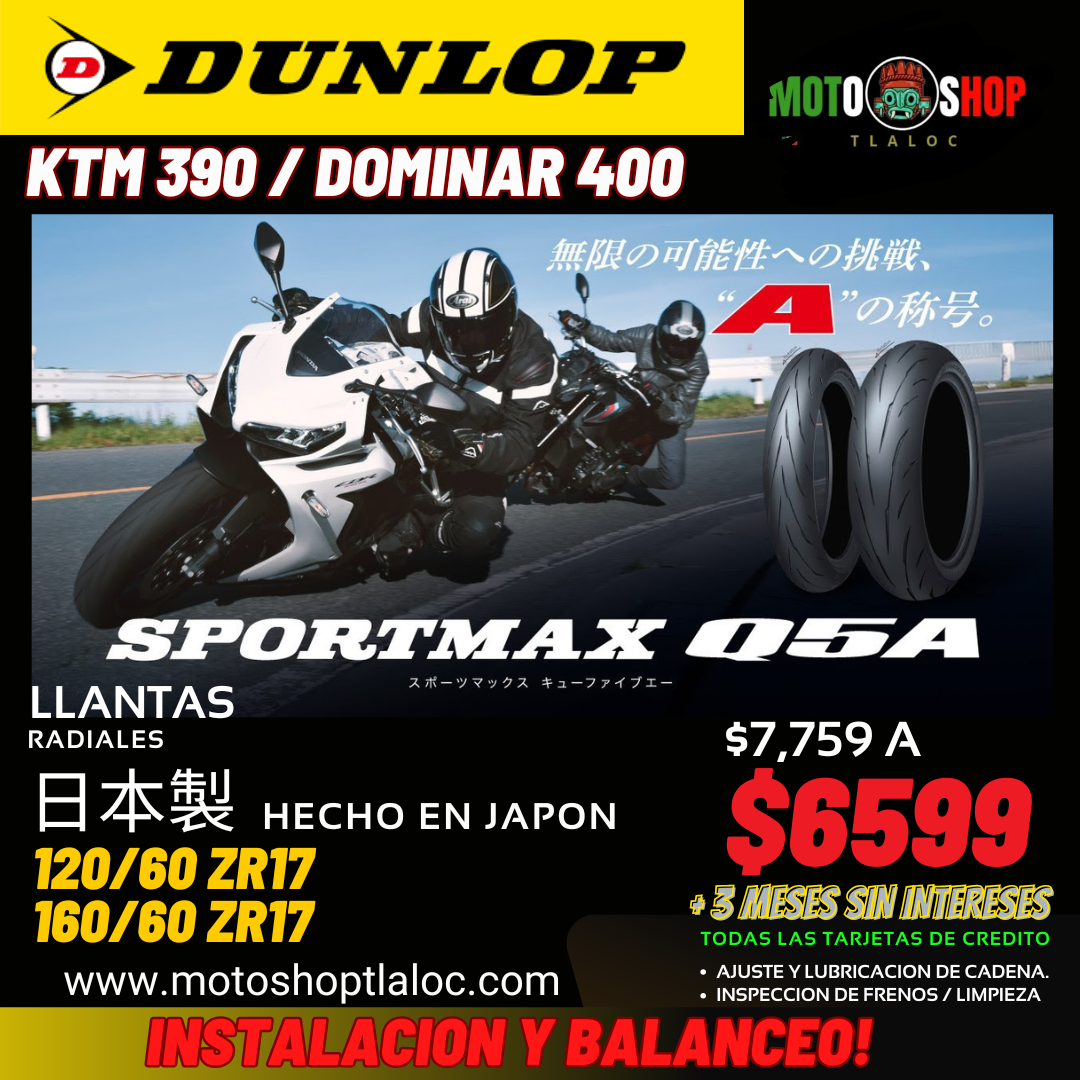 DUNLOP SPORTMAX Q5A 120/60 ZR17 Y 160/60 ZR17