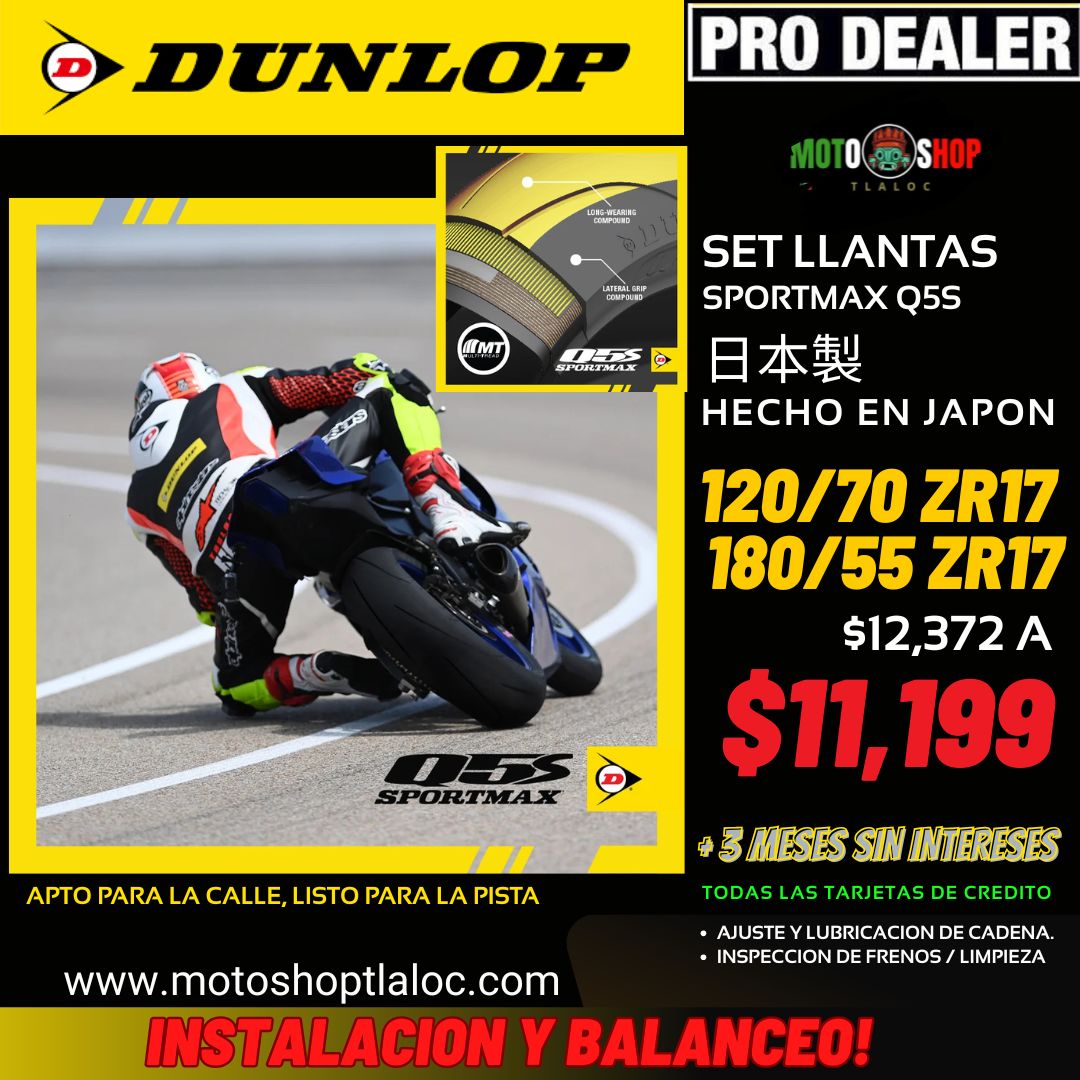 DUNLOP SPORTMAX Q5AS 180/55 ZR17 Y 120/70 ZR17
