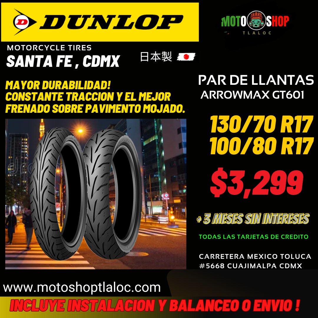 LLANTAS DUNLOP ARROWMAX GT601 130/70 R17 Y 100/80 R17